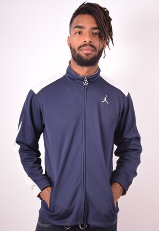 MENS VINTAGE JORDAN TRACKSUIT TOP JACKET LARGE NAVY 90S
