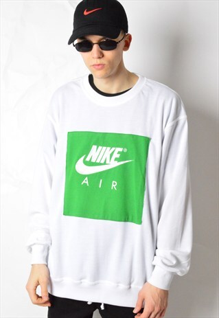 REWORKED KALEIDOO WHITE GREEN EMBROIDERED NIKE SWEATSHIRT