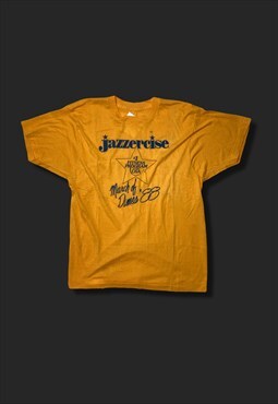 vintage yellow 80s 1988 jazzcercise march of dimes tshirt 