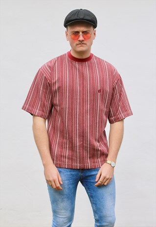 HANG TEN LUST RED MULTI STRIPED T SHIRT