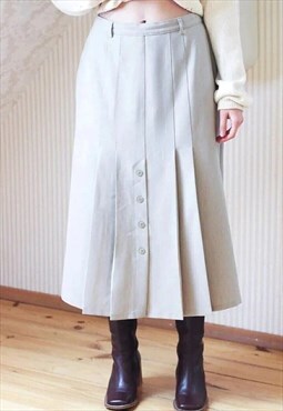 Light grey midi pleated vintage skirt