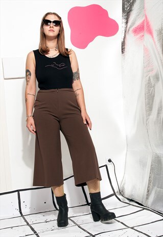VINTAGE TROUSERS 90S HIGH-WAISTED WIDE-LEG GRUNGE CULOTTES