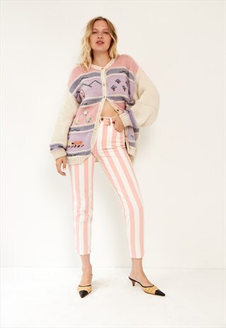 VINTAGE PINK CANDY STRIPE JEANS