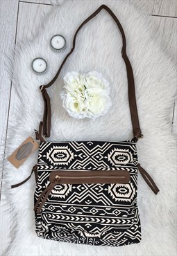 Aztec Pattern Canvas Shoulder Bag 