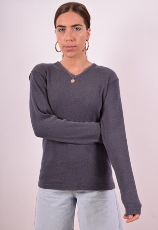 LEVI'S WOMENS VINTAGE TOP LONG SLEEVE LARGE GREY 90S