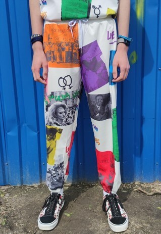 PRIDE JOGGERS LGBT SUPPORT GAY PANTS LOVE OVERALLS WHITE