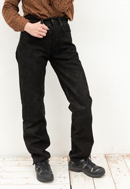 ENJOY W27 L32 Real Suede Leather Pants Straight Leg Trousers