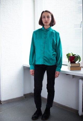 VINTAGE 80'S EMERALD GREEN SHIRT