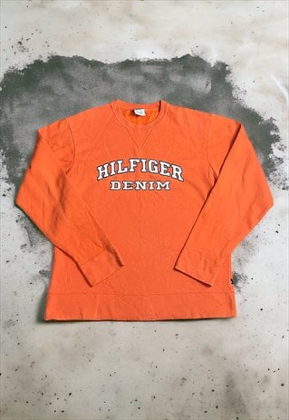 VINTAGE TOMMY HILFIGER EMBROIDERED SPELL OUT SWEATSHIRT 
