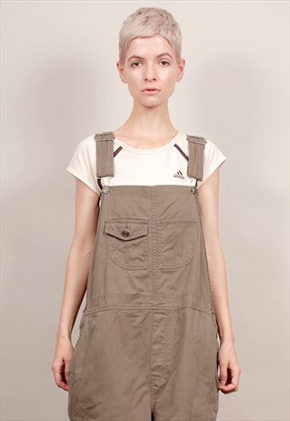 VINTAGE 90'S XHILIRATION OVERSIZE DARK KHAKI DUNGAREE SHORTS