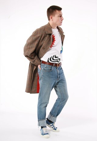 90S VINTAGE VTG AQUASCUTUM WOOL ZURICH CHECKED COAT 13864