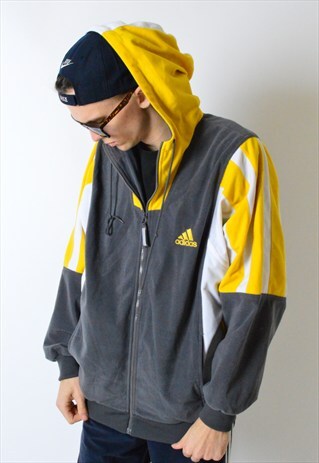 VINTAGE 90S COLOUR BLOCK VELVETY ADIDAS HOODIE JACKET