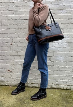 Large Black Leather Vintage Shoulder Bag