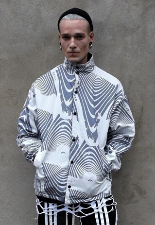 REVERSIBLE LOOSE DENIM FEEL ZEBRA COAT THIN COTTON JACKET
