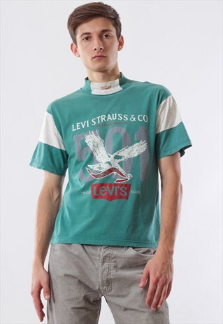 VINTAGE LEVIS TEE 90S GREEN BIG LOGO