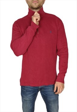 Polo Ralph Lauren 1/4 Zip Jumper In Red Size Medium