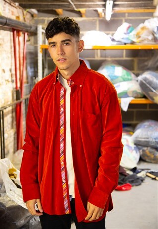 VINTAGE 90S DARK ORANGE TOMMY HILFIGER CORDUROY SHIRT