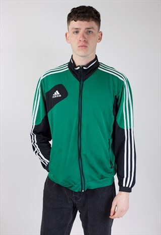 VINTAGE ADIDAS ZIP UP GREEN AND BLACK 90'S JACKET