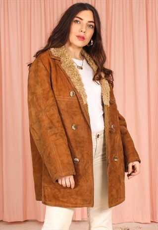 VINTAGE 70S PREMIUM SHEARLING COAT IN BROWN