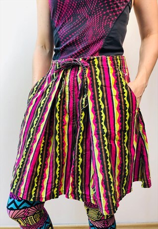 NEON ROSARITO MEXICO SKIRT CASUAL HIPPIE FUN RETRO 90S 80S