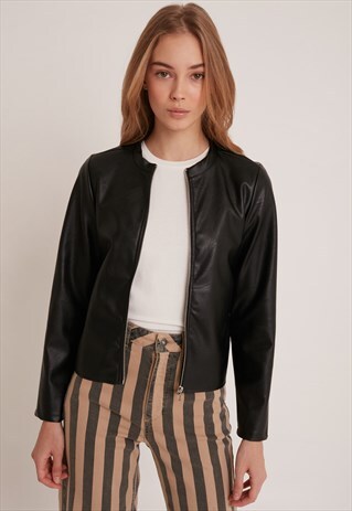 FAUX LEATHER JACKET - BLACK