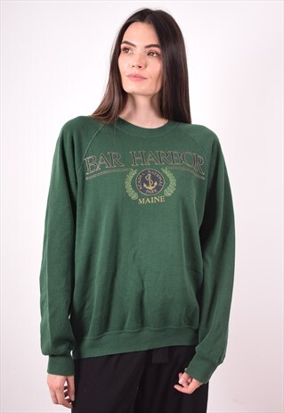 LEE WOMENS VINTAGE SWEATSHIRT JUMPER LARGE GREEN 90S