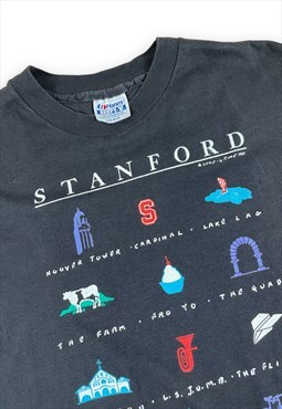 Hanes beefy black T-shirt Vinatge 90s Stanford university 