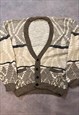 VINTAGE ABSTRACT KNITTED CARDIGAN PATTERNED GRANDAD SWEATER