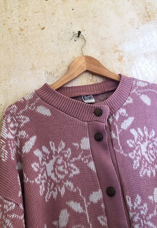 PINK FLORAL VINTAGE CARDIGAN