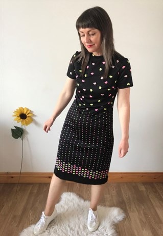 VINTAGE 70S BLACK MIDI DRESS 