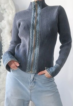 Vintage Y2K Gorpcore Denim Zipper cardigan
