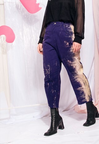 REWORKED VINTAGE JEANS 90S CROPPED PAINTED DENIM TROUSERS