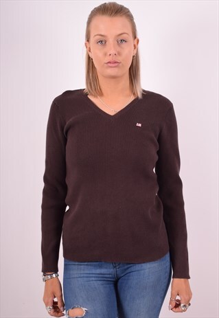 RALPH LAUREN WOMENS VINTAGE JUMPER SWEATER LARGE BROWN 90S