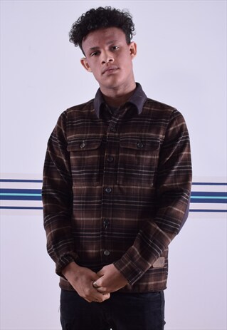 BROWN ADIDAS PLAID FLANNEL SHIRT