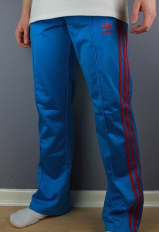 VINTAGE ADIDAS JOGGERS IN BLUE WITH EMBROIDERY