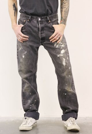 VINTAGE GREY LEVI'S PAINT 501 JEANS