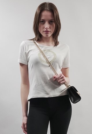 VINTAGE 90'S VERSACE LOGO WHITE T-SHIRT