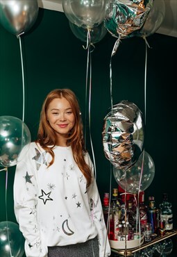 Showstopper embroidered printed sweater 