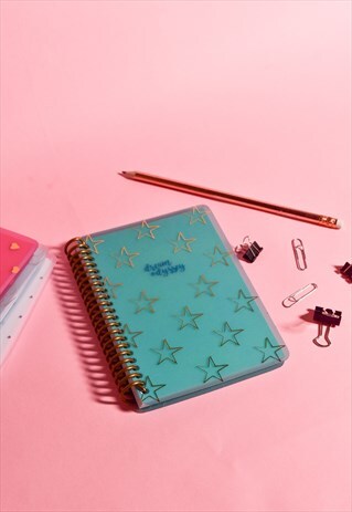 DREAM ODYSSEY A6 SPIRAL NOTEBOOK IN AQUA WITH GOLD STARS