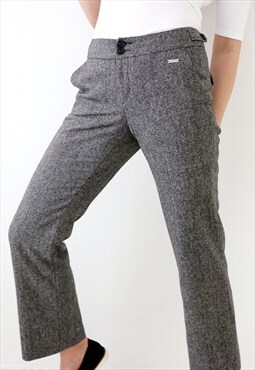Vintage Tweed Pants Tailored Trousers Straight Leg Slacks 