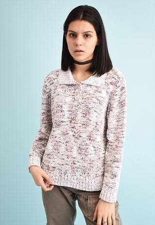 Y2K JAZZY VELVET NEUTRAL KNIT TEEN JUMPER