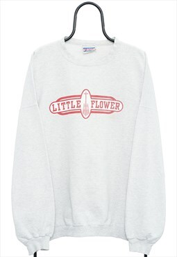 Vintage 90s Little Flower Graphic Grey Sweatshirt Mens