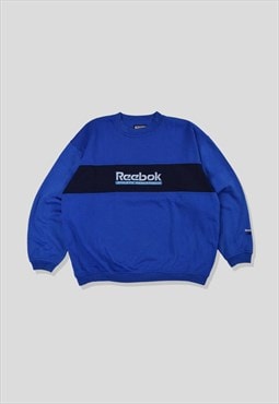 Vintage 90s Reebok Embroidered Logo Sweatshirt in Blue