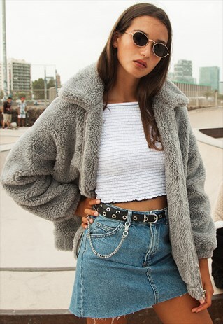SUBDUED GREY TEDDY BEAR BOMBER