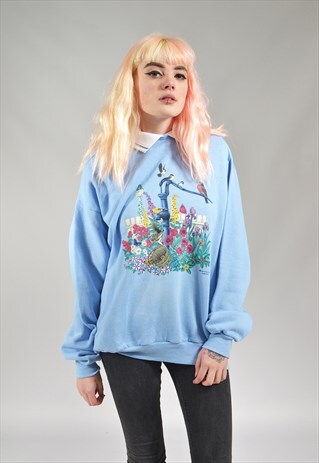 VINTAGE BABY BLUE BIRD SWEATER
