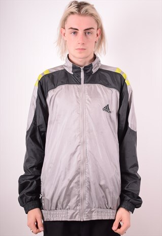 ADIDAS MENS VINTAGE TRACKSUIT TOP JACKET XXL GREY 90S