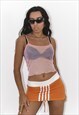 DIM VINTAGE Y2K MESH TOP IN PASTEL PINK