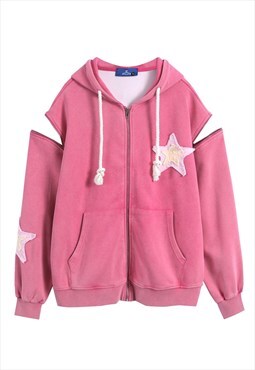 Detachable hoodie removable sleeves pullover grunge jumper