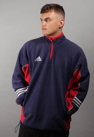 VINTAGE ADIDAS NAVY/RED FLEECE