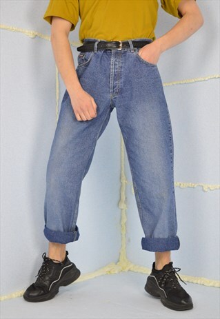 VINTAGE BLUE DIESEL DENIM STRAIGHT JEANS TROUSERS